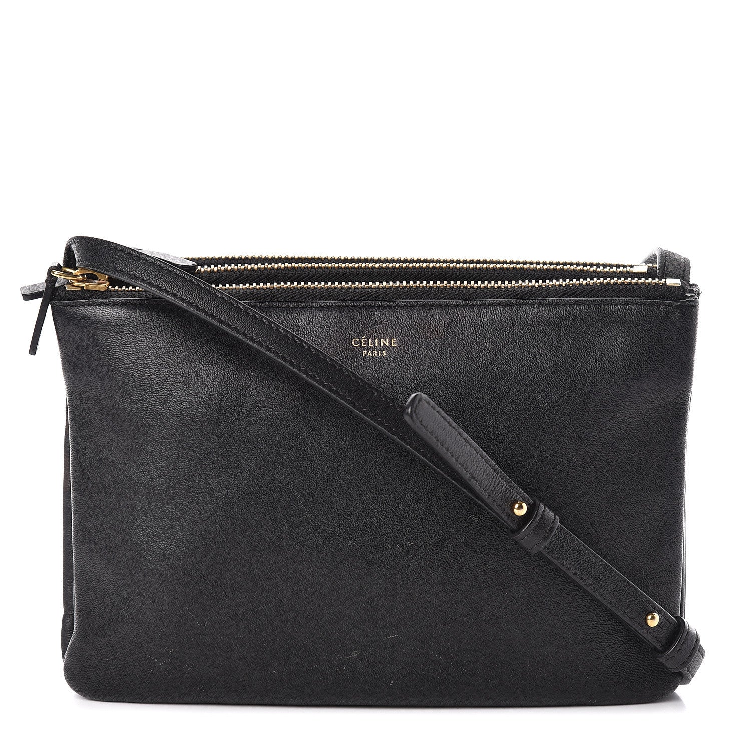 Celine Lambskin Small Trio Crossbody Bag Black 1 of 18