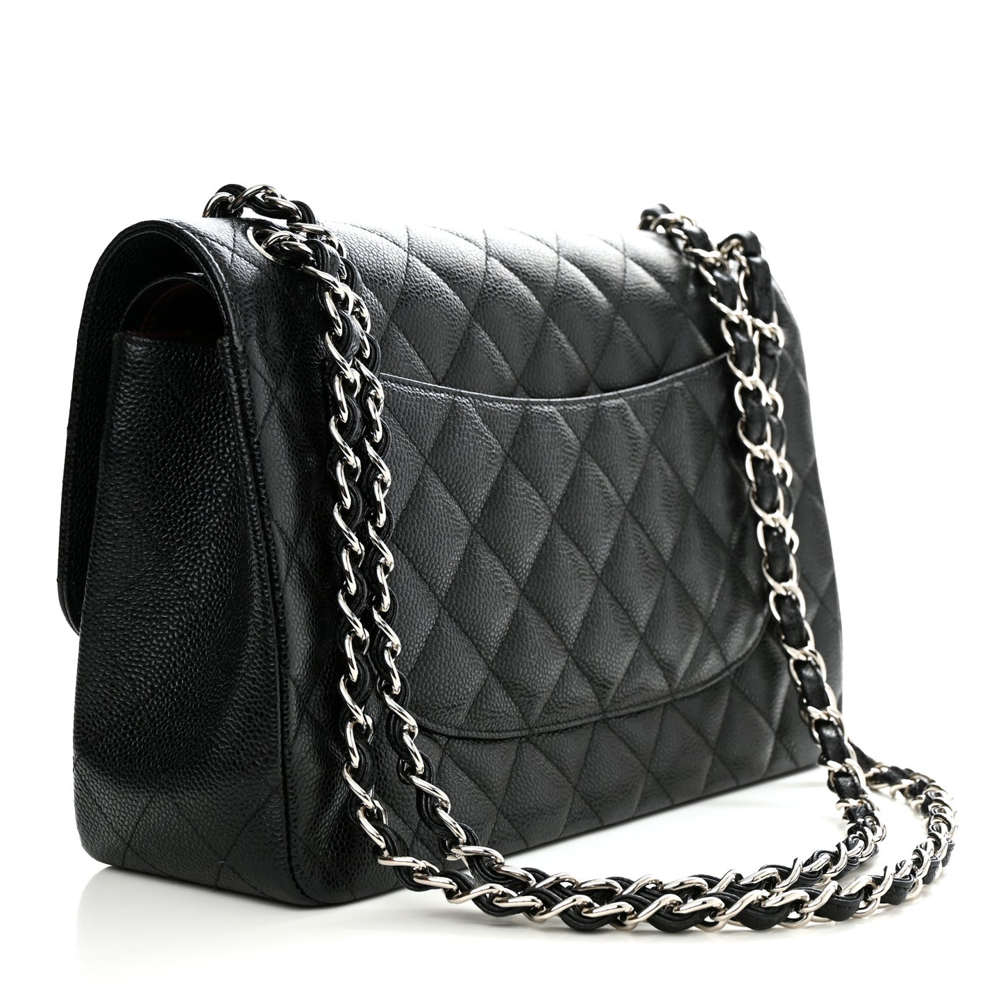 Caviar Quilted Jumbo Double Flap Black