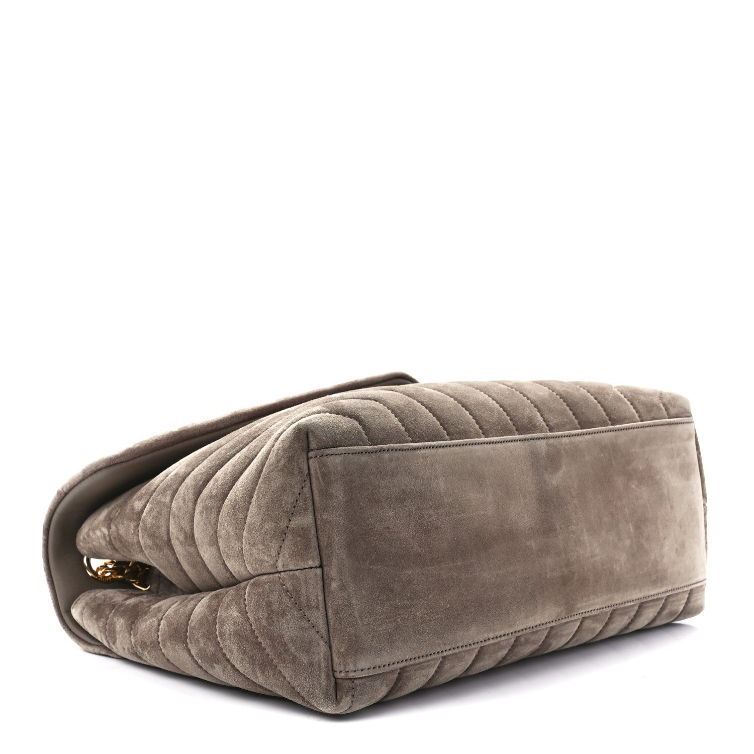 Saint Laurent Suede Y Quilted Monogram Medium Loulou Chain Satchel Taupe 4 of 12