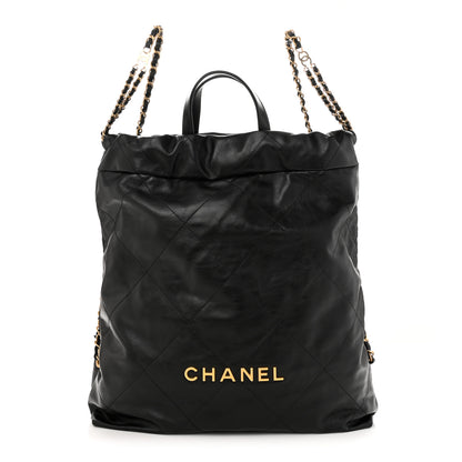 Chanel Shiny Calfskin Quilted Chanel 22 Backpack Black 1 of 10