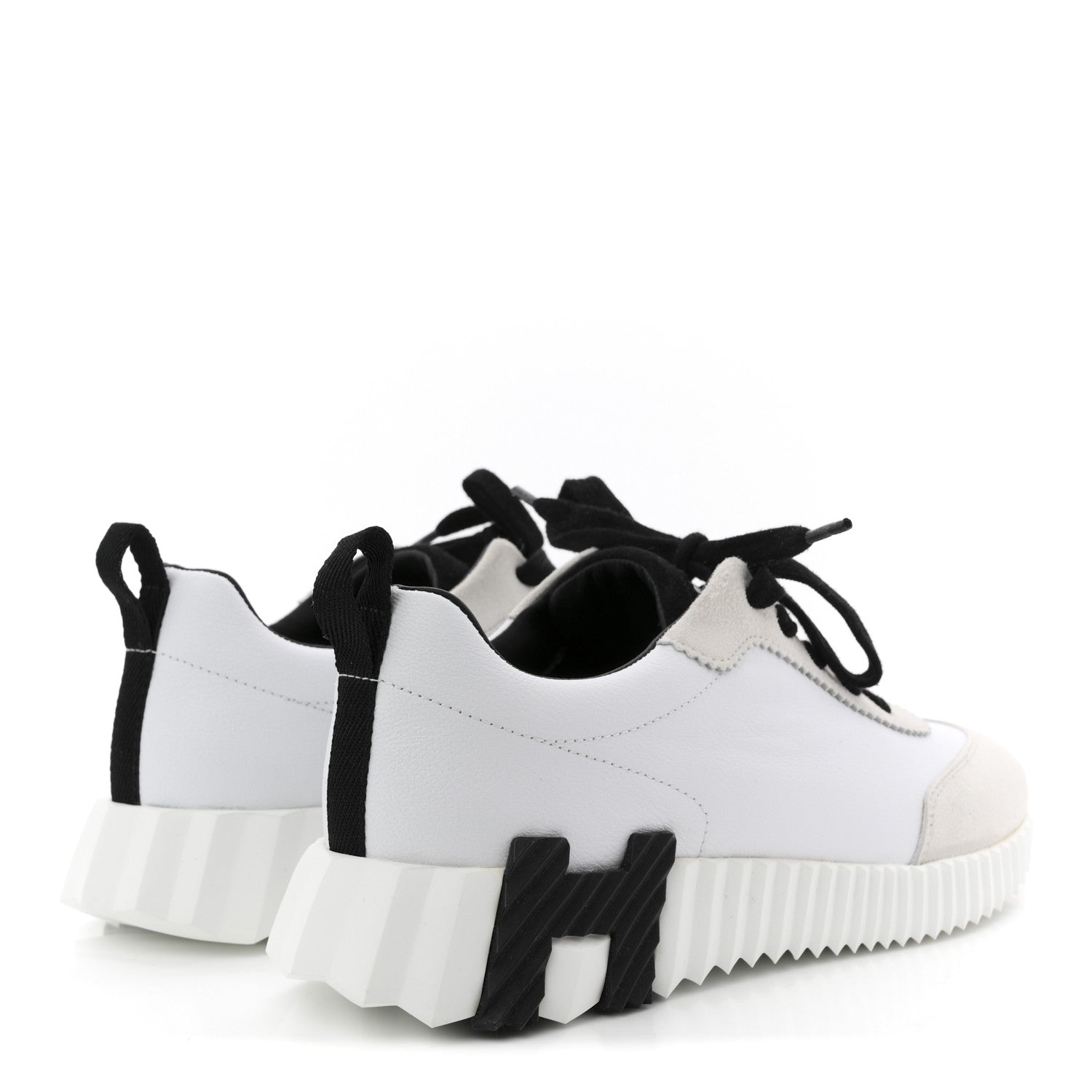 Hermes Sport Goatskin Suede Goatskin Bouncing Sneakers 38.5 White Black 5 of 9