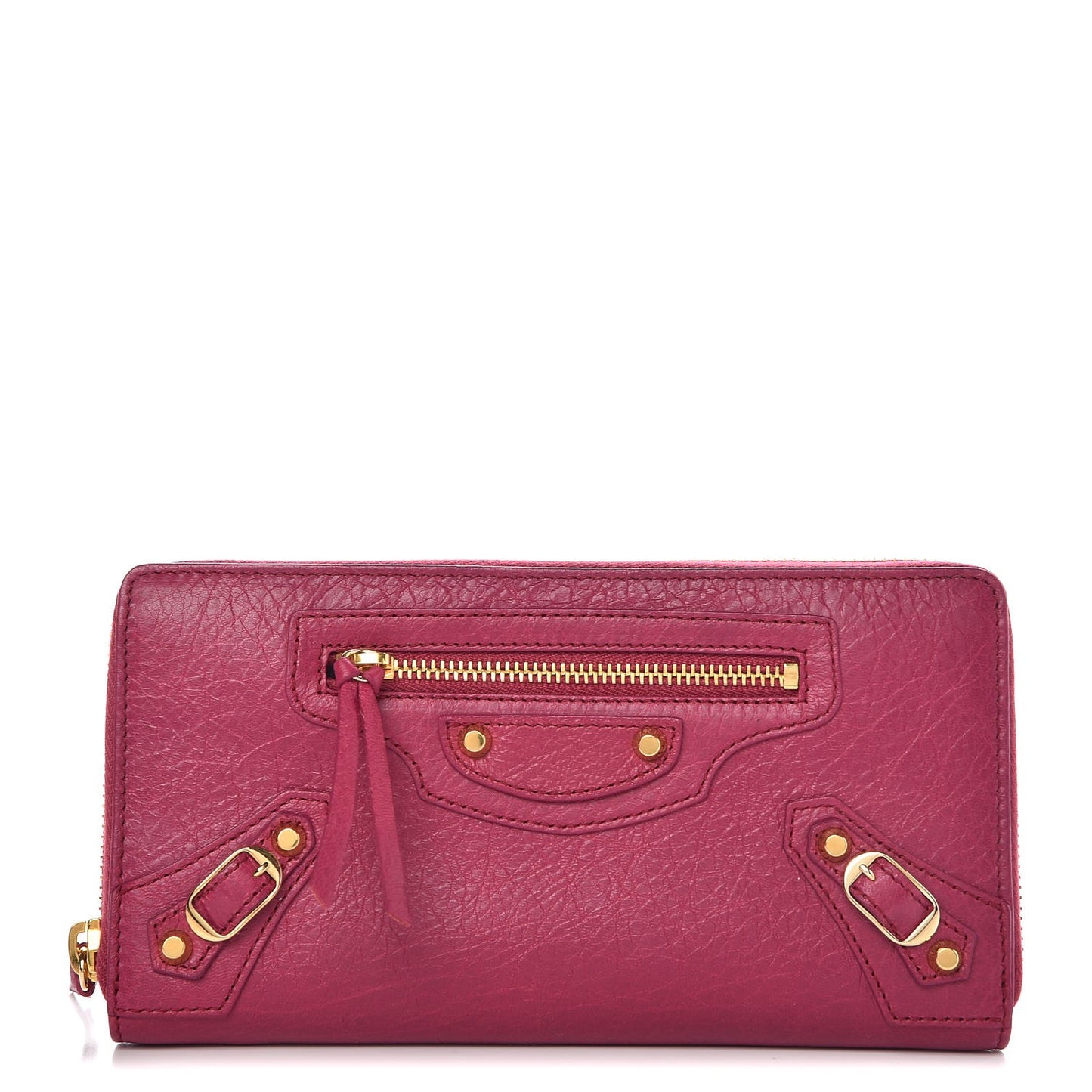 Agneau Classic Gold Hardware Continental Zip Around Wallet Rose Dahlia