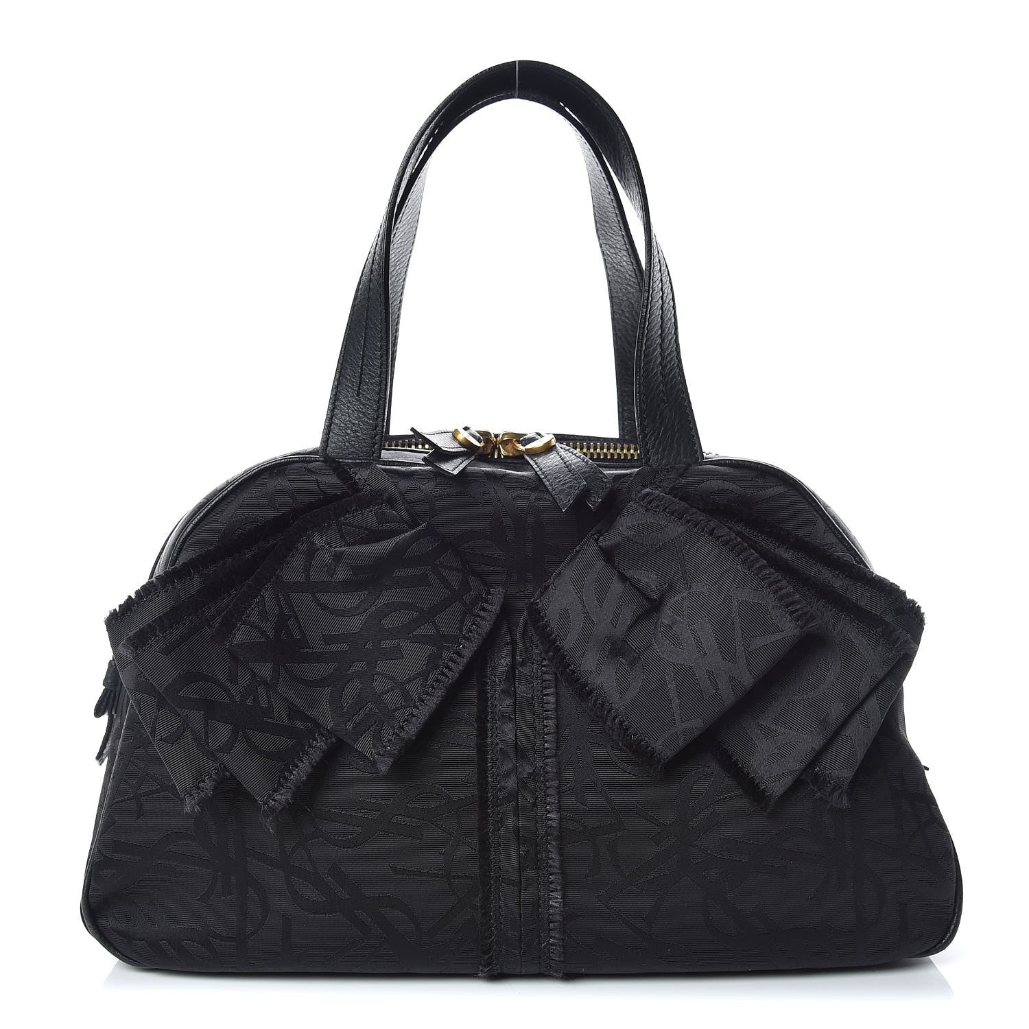 Saint Laurent Canvas Logo Medium Y Bow Bowler Black 1 of 11