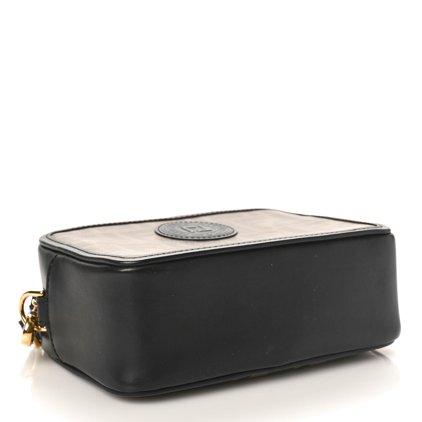 Glazed Fabric Vitello Century FF 1974 Stamp Patch Mini Camera Case Mogano Panna Black