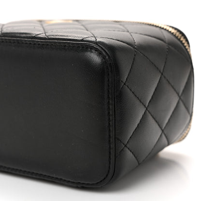 Chanel Lambskin Quilted Pearl Crush Small Vanity Case With Chain Black 10 of 10