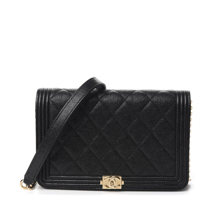 Chanel Caviar Quilted Boy Wallet On Chain WOC Black 1 of 13