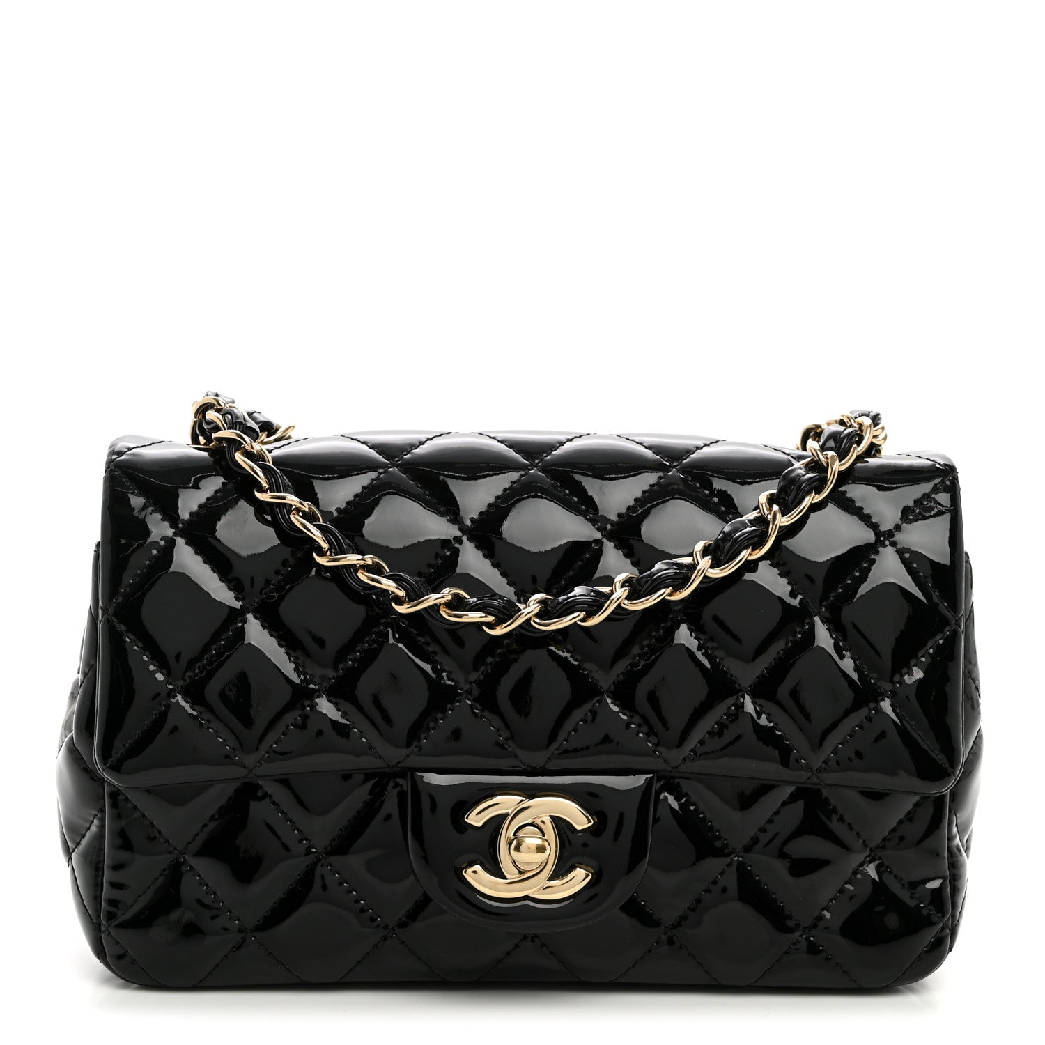 Chanel Patent Calfskin Quilted Mini Rectangular Flap Black 1 of 10
