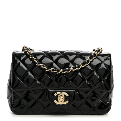 Chanel Patent Calfskin Quilted Mini Rectangular Flap Black 1 of 10