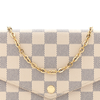 Louis Vuitton Damier Azur Pochette Felicie Chain Wallet Rose Ballerine 8 of 11