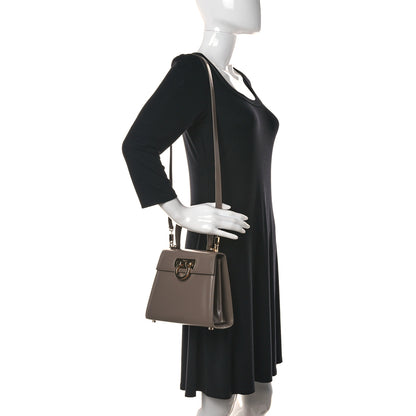 Salvatore Ferragamo Brushed Off Calfskin Small Iconic Top Handle Bag Grey 2 of 10