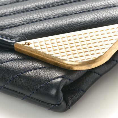 Chanel Calfskin Chevron Quilted Rock The Corner Clutch With Chain Black 10 of 10