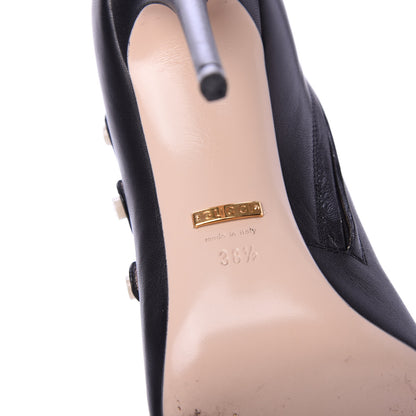 Gucci Malaga Kid Aneta Ladder-Strap Peep Toe Booties 38.5 Black 7 of 8