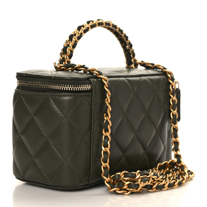 Chanel Lambskin Quilted Pick Me Up Vanity Case Khaki 3 of 11