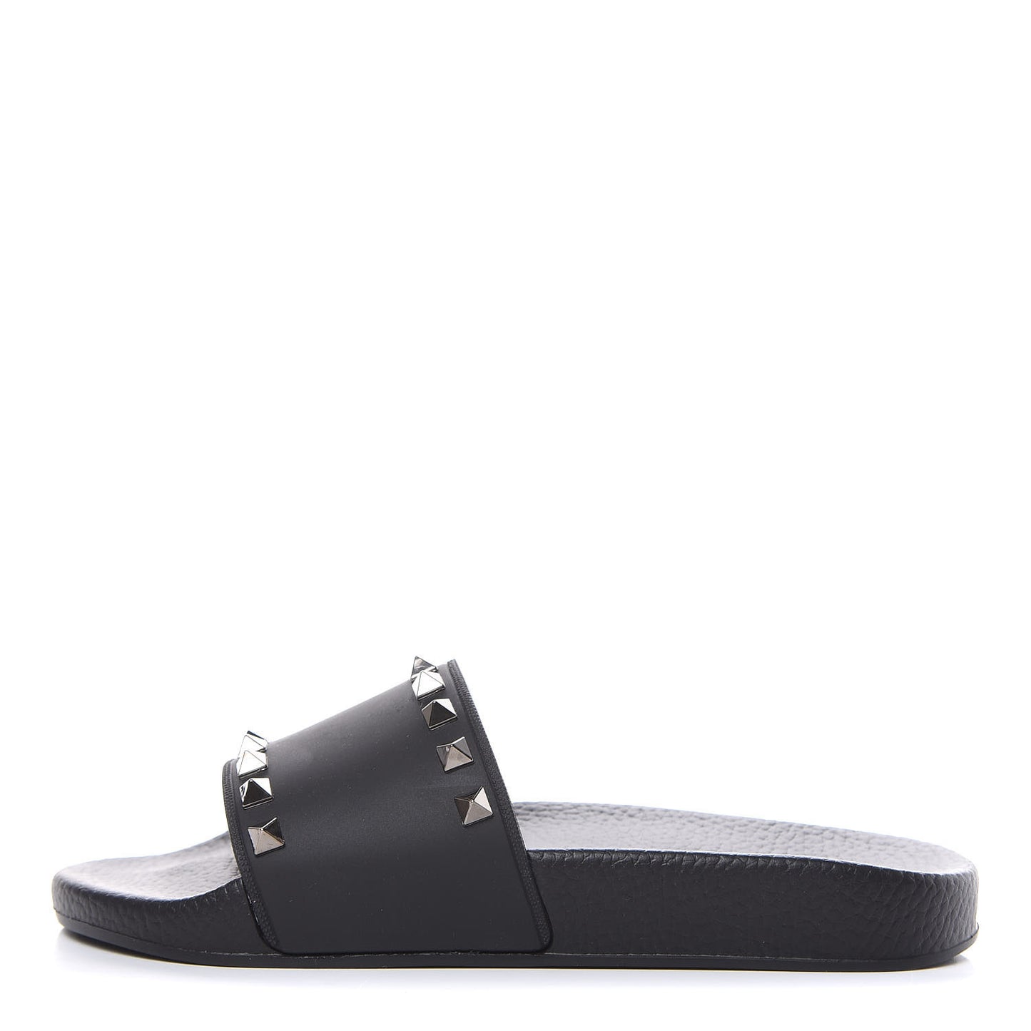Rubber Rockstud Slide Sandals 37 Black