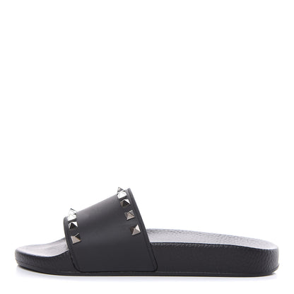 Valentino Garavani Rubber Rockstud Slide Sandals 37 Black 1 of 8