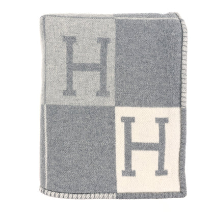 Hermes Wool Cashmere Avalon III Blanket Ecru Gris Clair 1 of 3