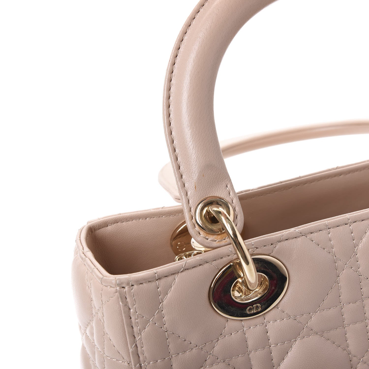 Christian Dior Lambskin Cannage Medium Lady Dior Beige 11 of 12