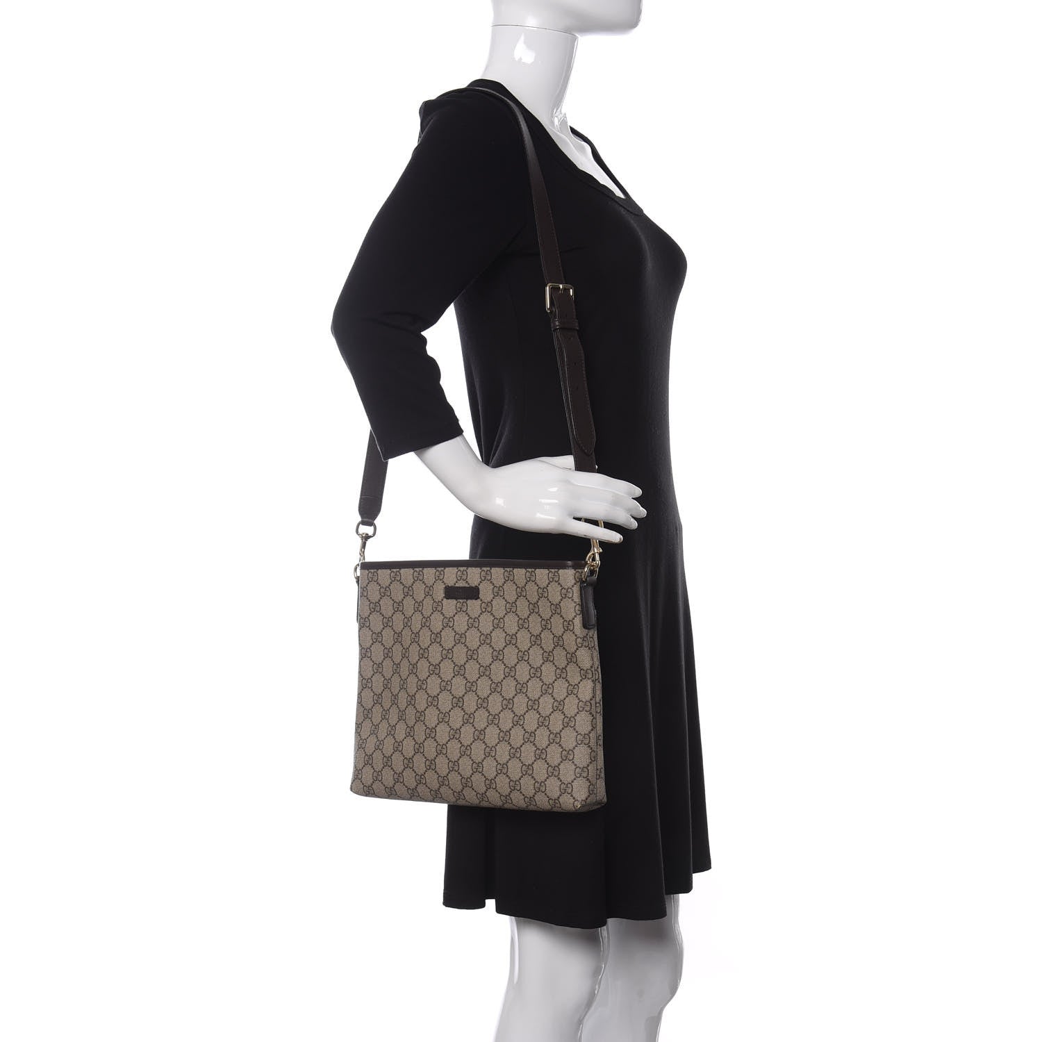 Gucci GG Plus Monogram Medium Flat Messenger Bag Dark Brown 2 of 11