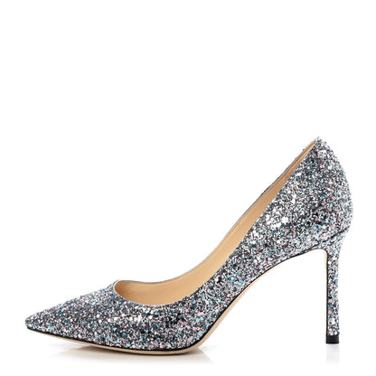 Jimmy Choo Glitter Pointy Toe Romy 85 Pumps 37.5 Bubblegum Mix 1 of 10