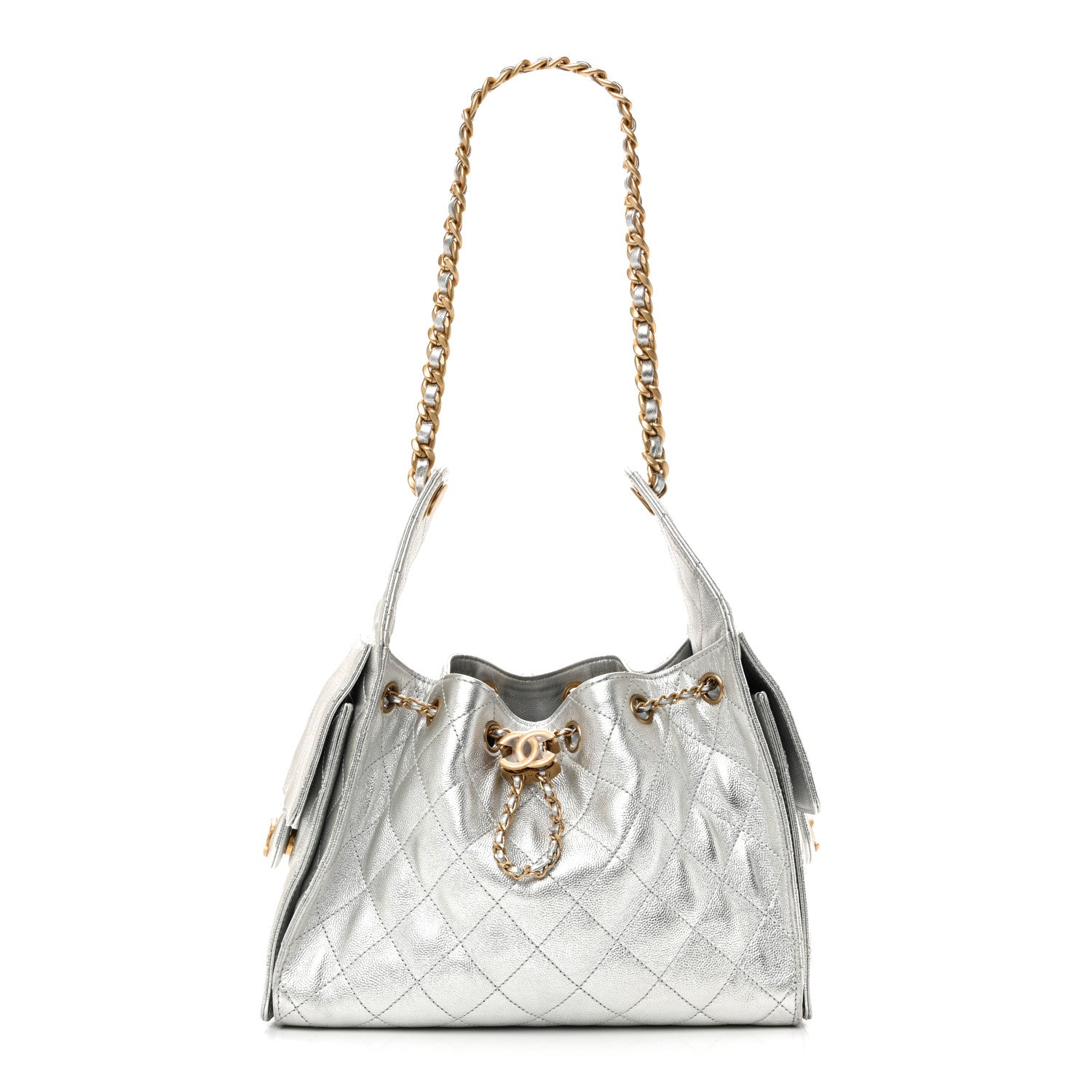 Chanel Metallic Caviar Quilted Small Chanel 25 Handbag Silver 1 of 14