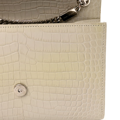 Saint Laurent Calfskin Crocodile Embossed Small Classic Monogram Kate Tassel Satchel Blanc Vintage 11 of 11