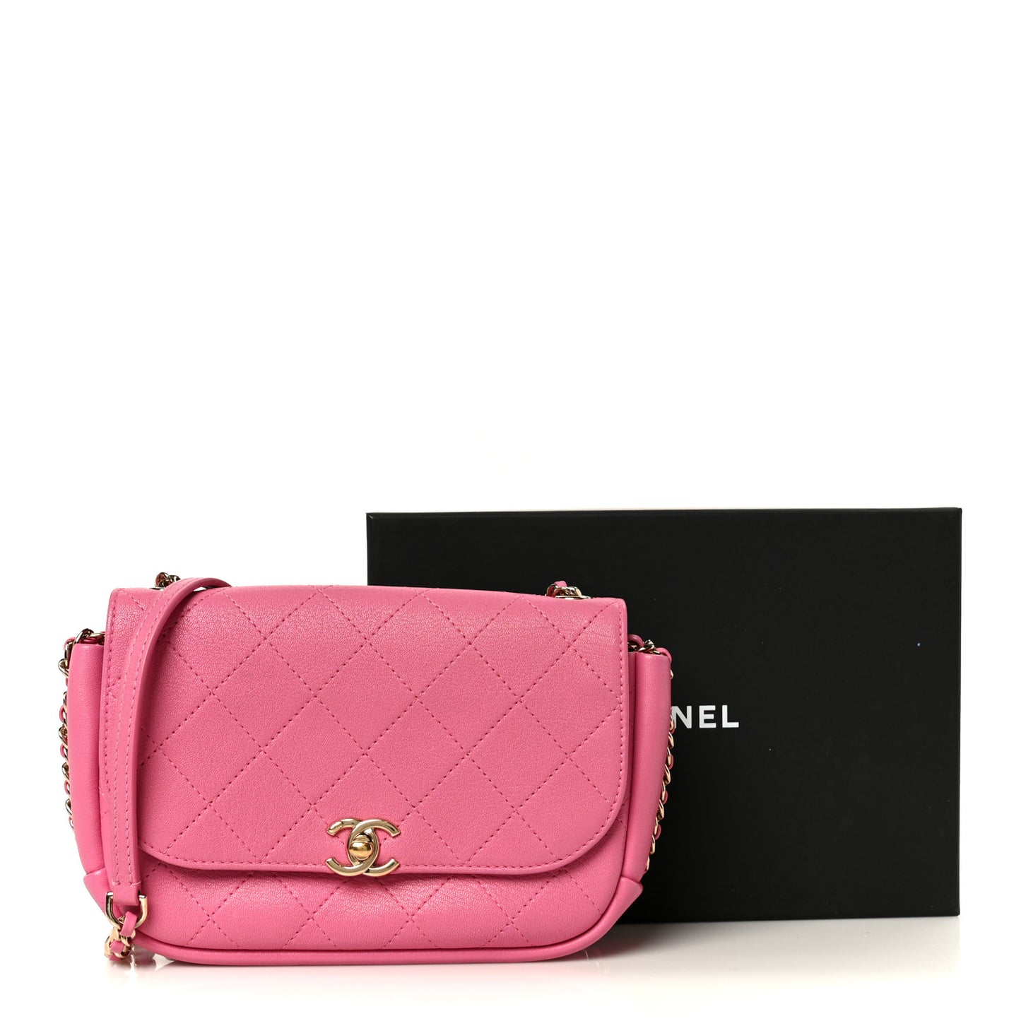 Goatskin Stitched Casual Trip Single Flap Pink