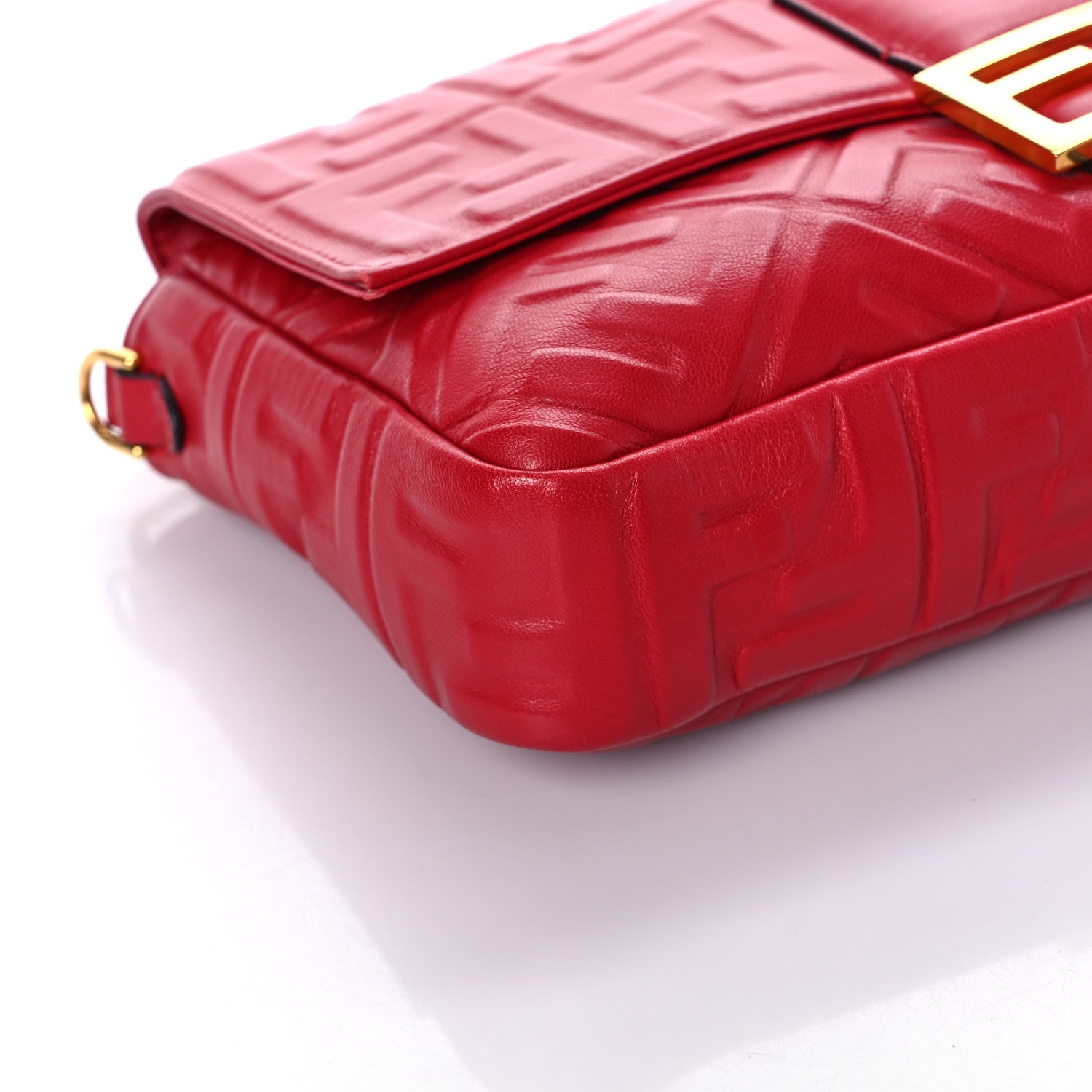 Fendi Nappa FF 1974 Embossed Large Baguette Fragola 9 of 10