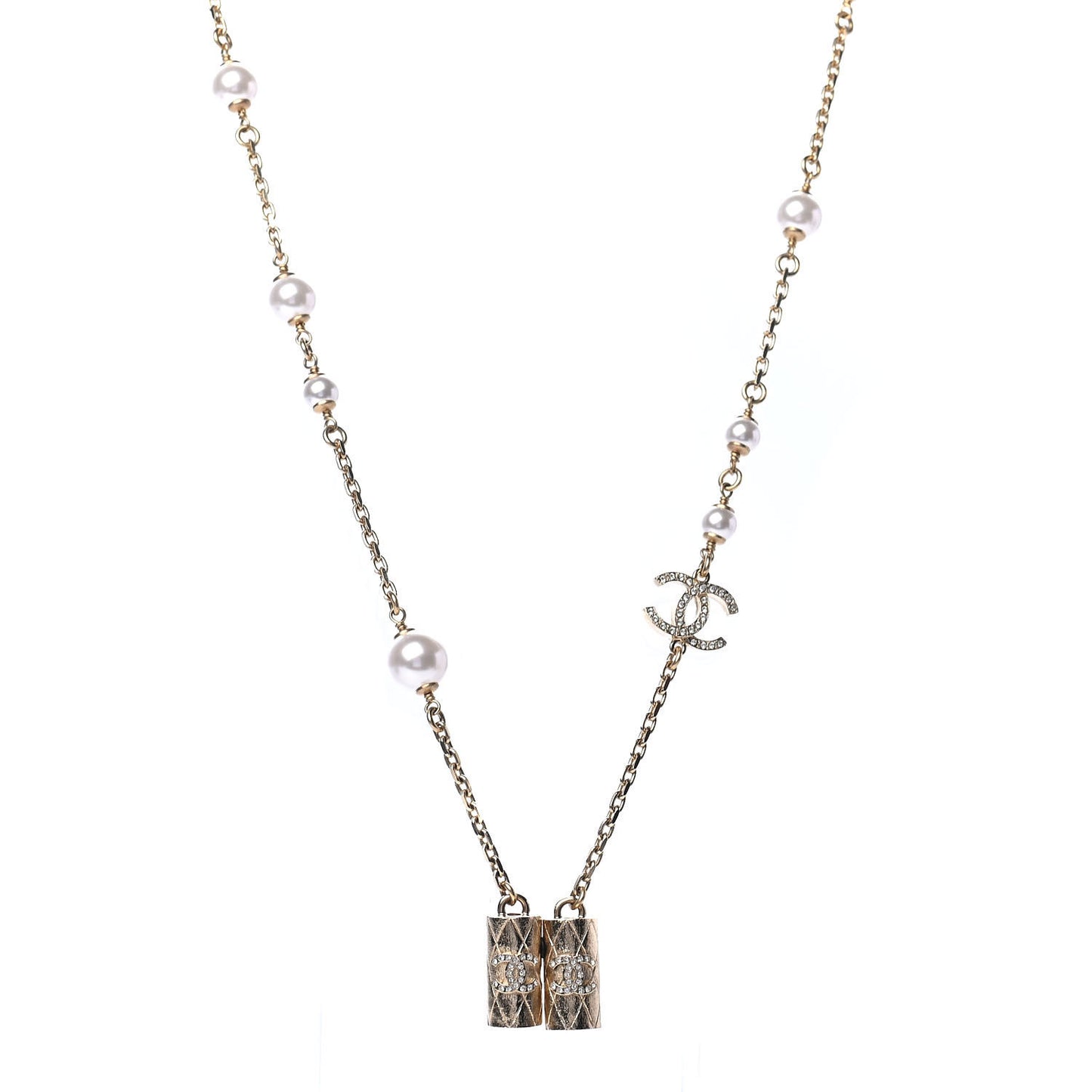 Crystal Pearl Airpod Necklace Gold