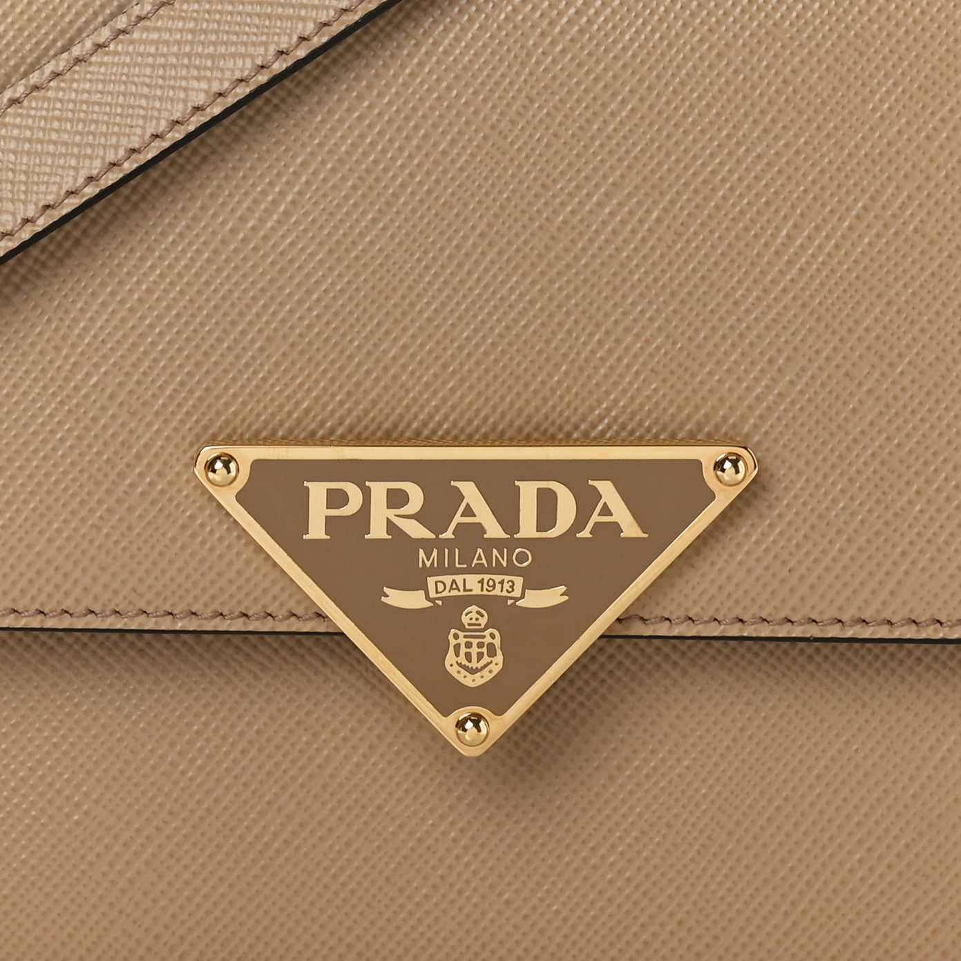 Prada Saffiano Cuir Triangle Embleme Flap Shoulder Bag Sabbia 8 of 10