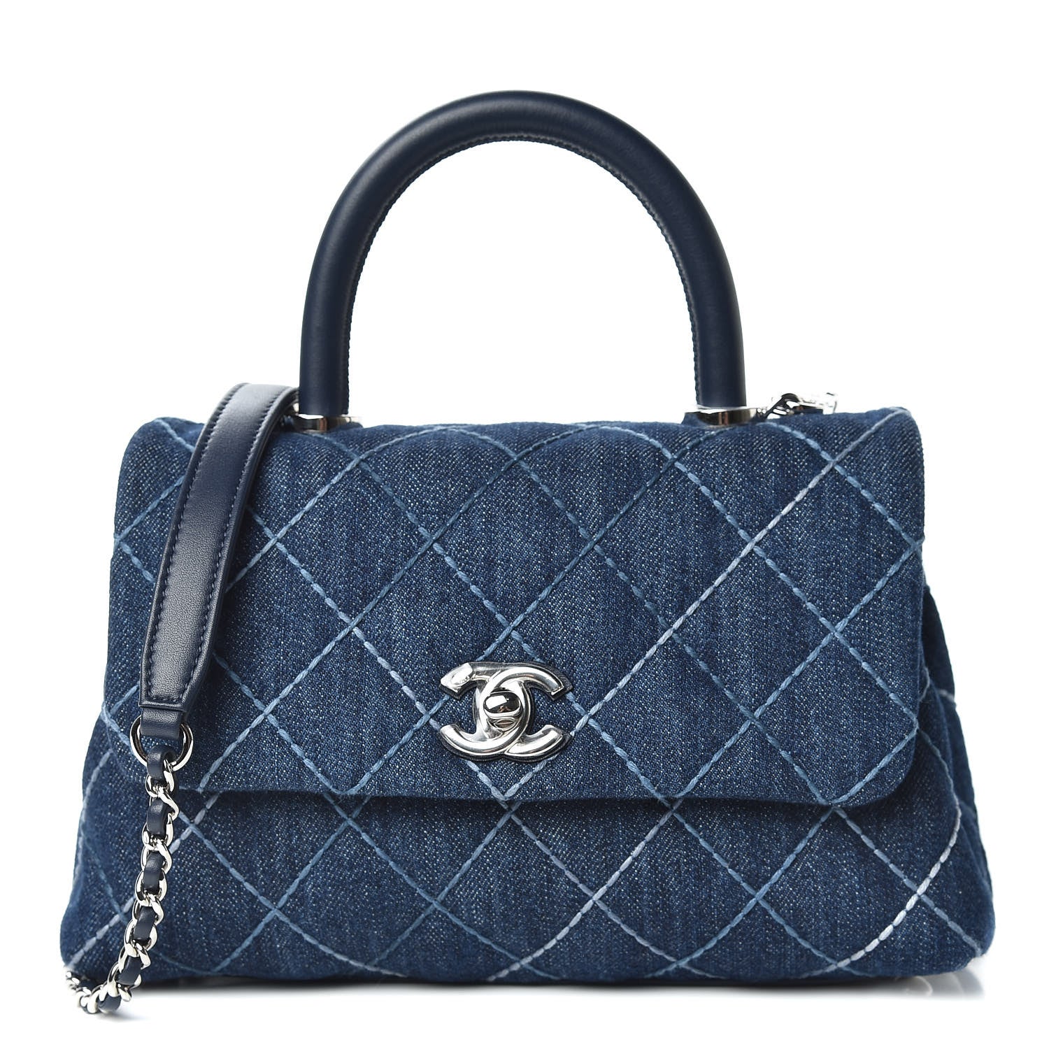 Chanel Denim Quilted Mini Coco Handle Flap Blue 1 of 13