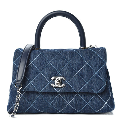 Chanel Denim Quilted Mini Coco Handle Flap Blue 1 of 13