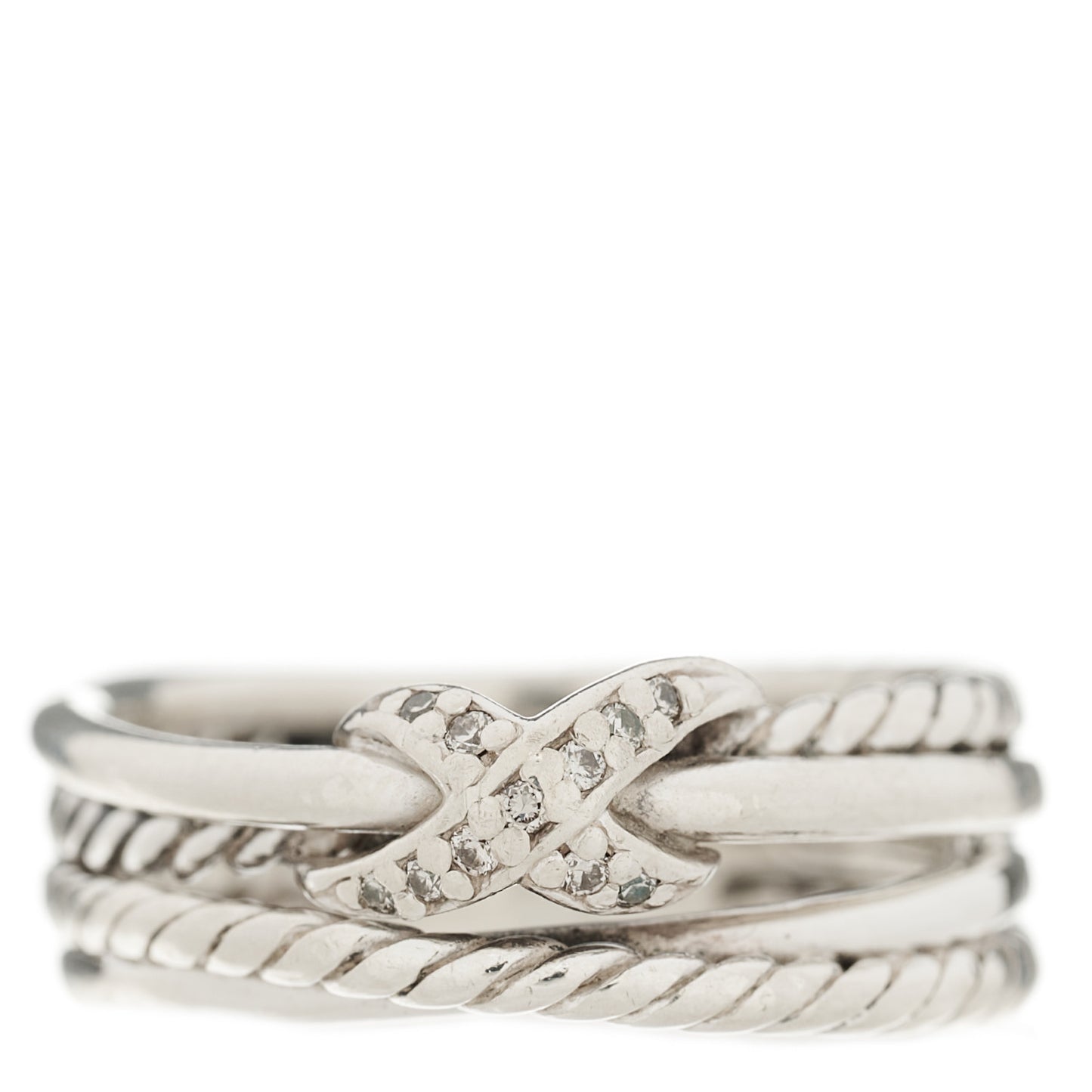 Sterling Silver Diamond X Crossover Ring 50 5.5