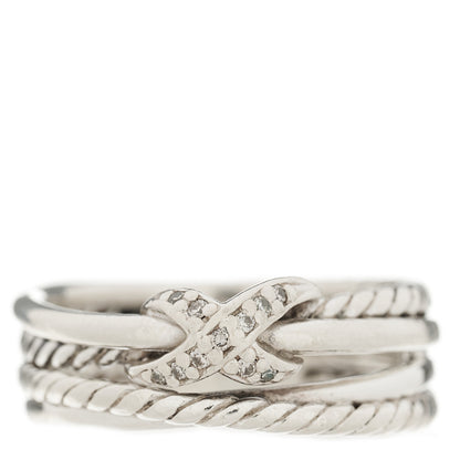 David Yurman Sterling Silver Diamond X Crossover Ring 50 5.5 1 of 3
