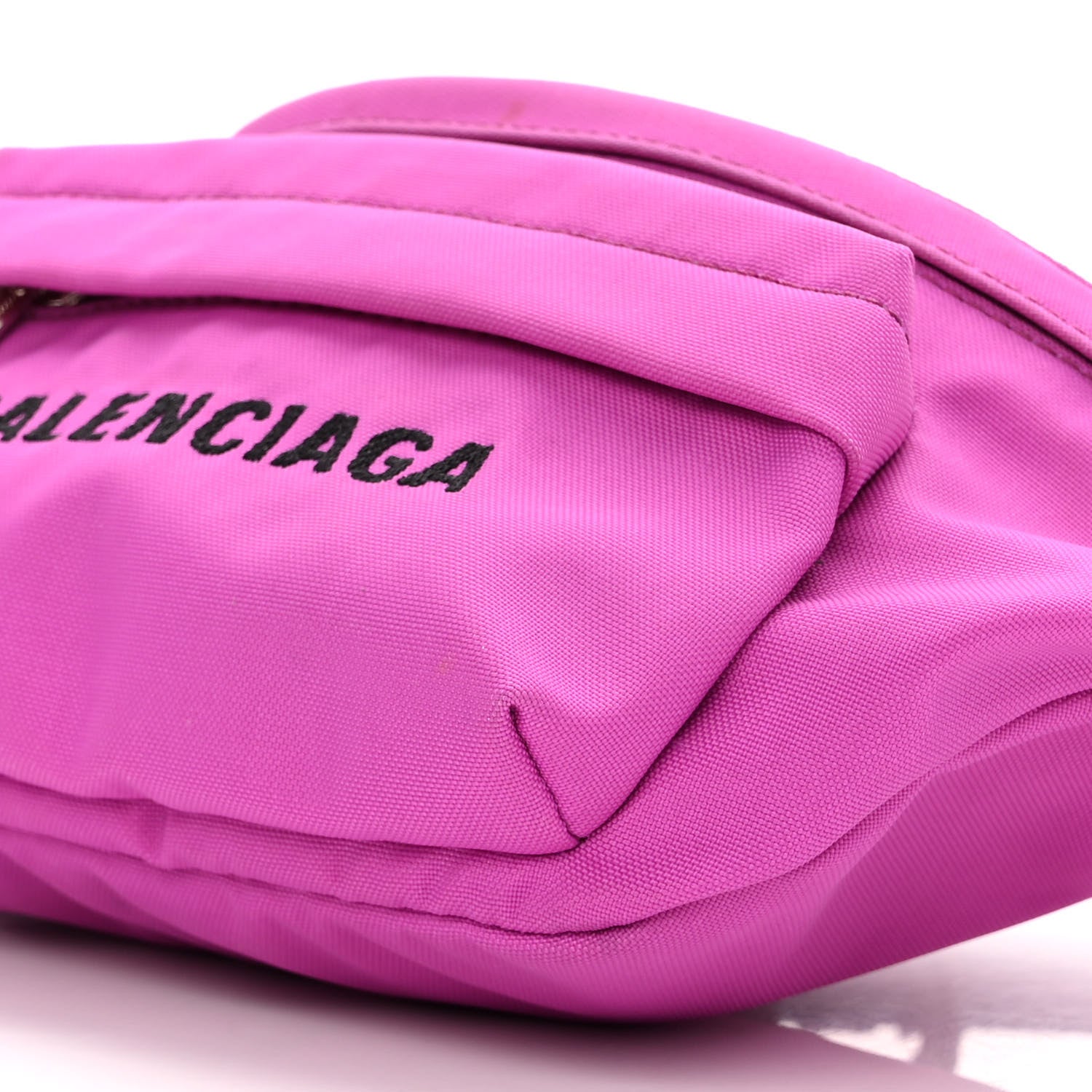 Balenciaga Sport Nylon Logo Embroidered Small Wheel Beltpack Fuchsia Black 9 of 9