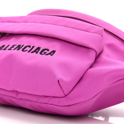 Balenciaga Sport Nylon Logo Embroidered Small Wheel Beltpack Fuchsia Black 9 of 9