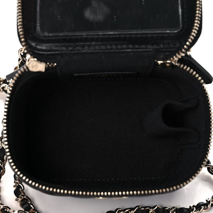 Chanel Lambskin Quilted Top Handle Mini Vanity Case With Chain Black 5 of 12