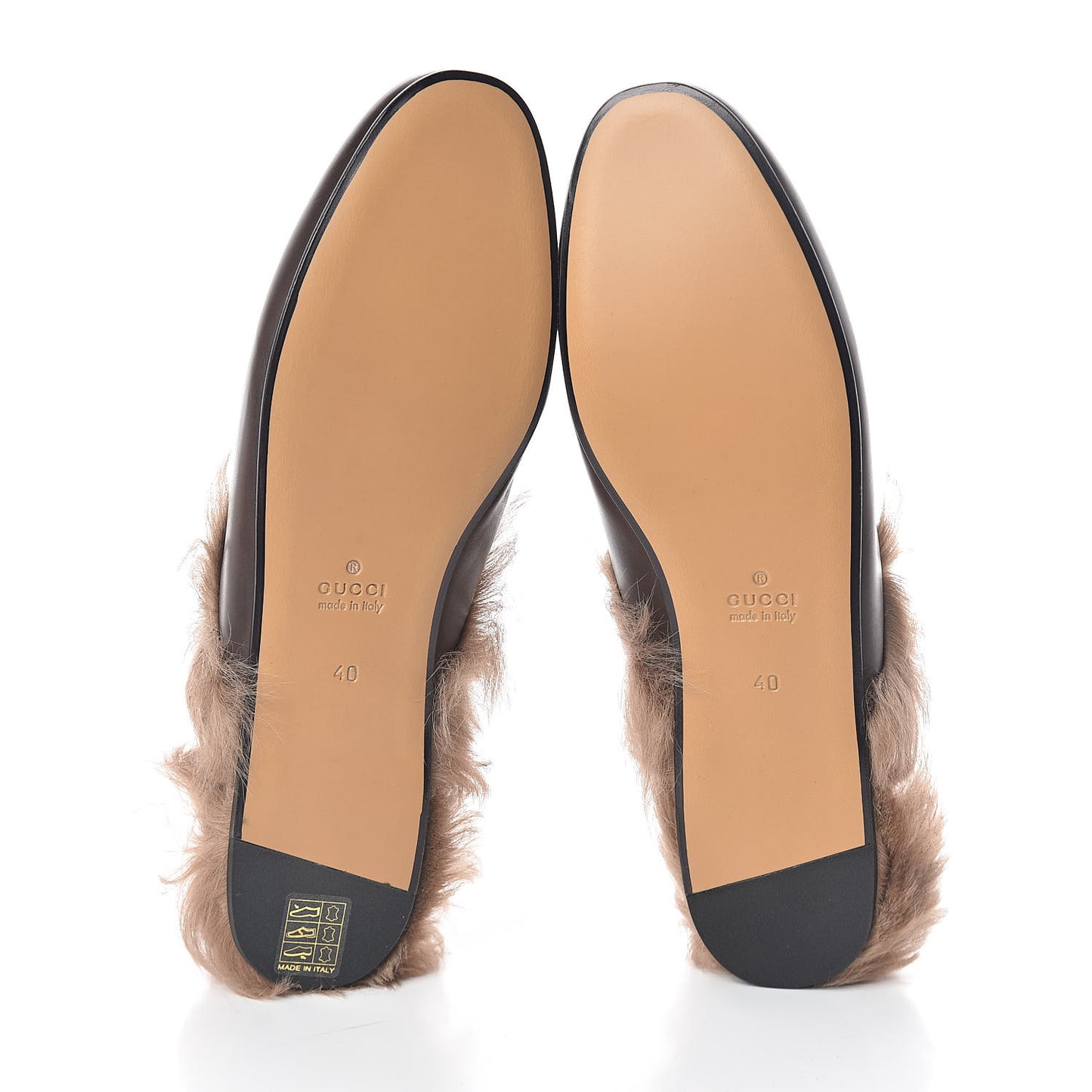 Calfskin Fur Womens Princetown Slippers 40 Brown