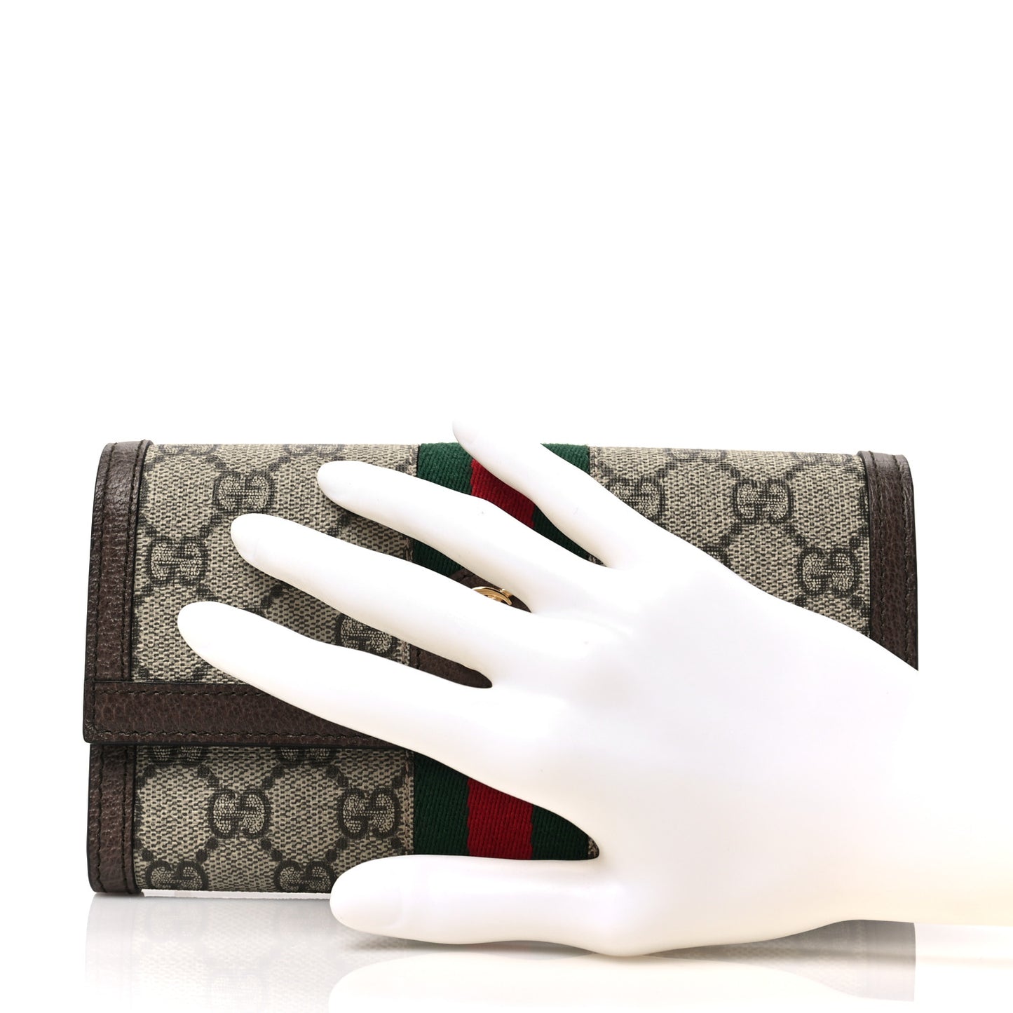 GG Supreme Monogram Web Ophidia Continental Wallet Brown