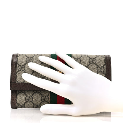 Gucci GG Supreme Monogram Web Ophidia Continental Wallet Brown 2 of 8