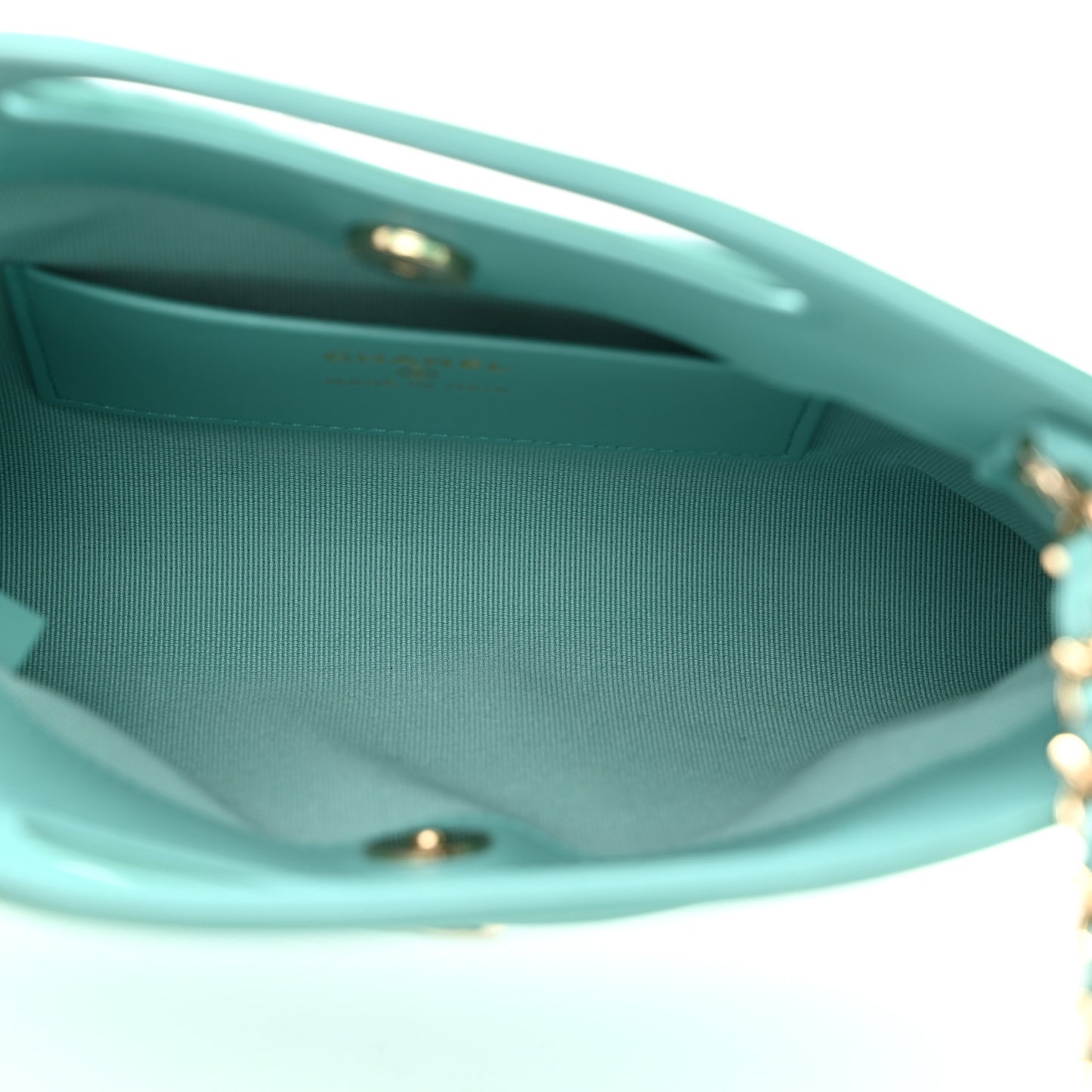 Shiny Crumpled Calfskin Quilted Nano 31 Shopping Bag Turquoise