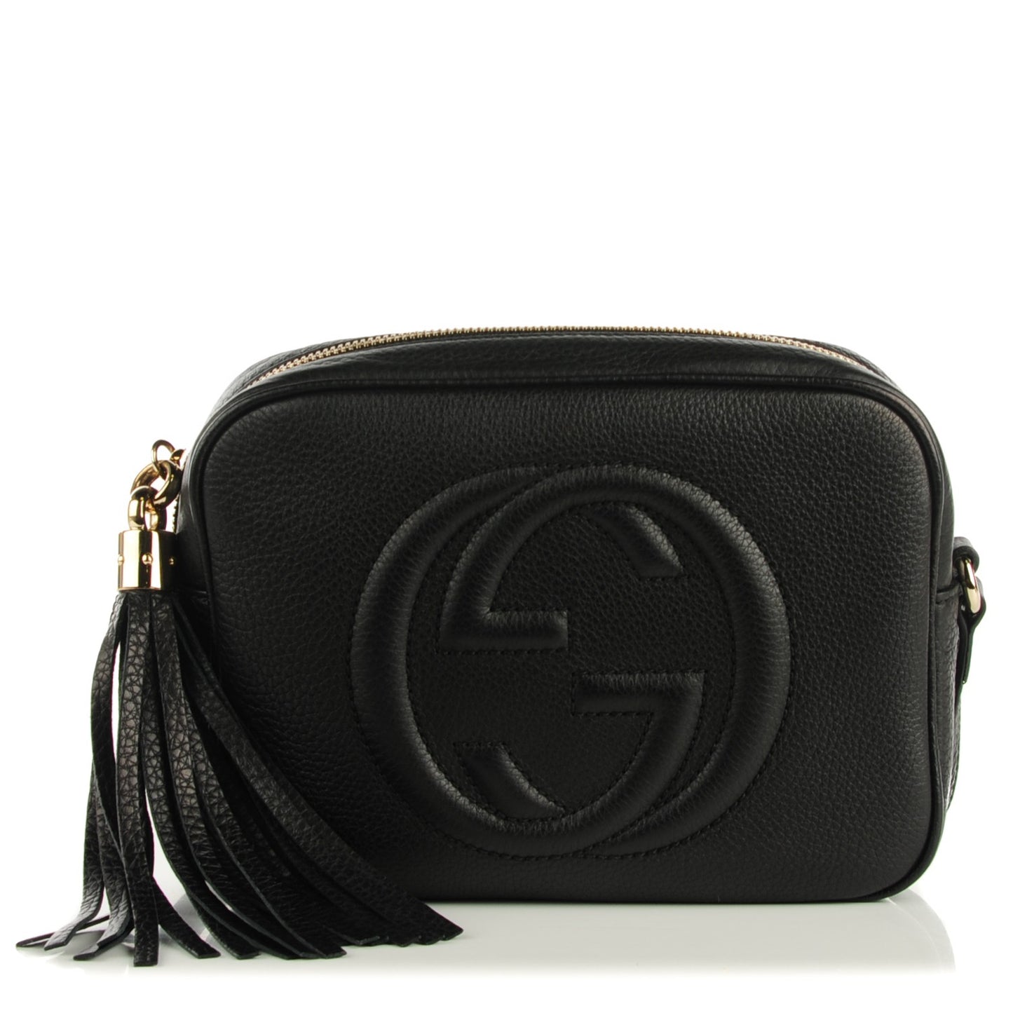 Pebbled Calfskin Small Soho Disco Bag Black