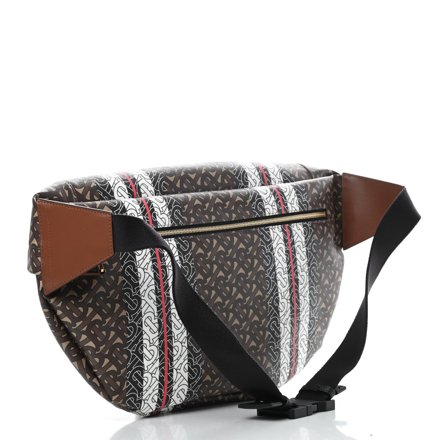 E-Canvas Monogram Stripe XL Sonny Bum Bag Bridle Brown