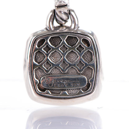 David Yurman Sterling Silver Pave Diamond Blue Topaz 11mm Albion Enhancer Pendant 3 of 4
