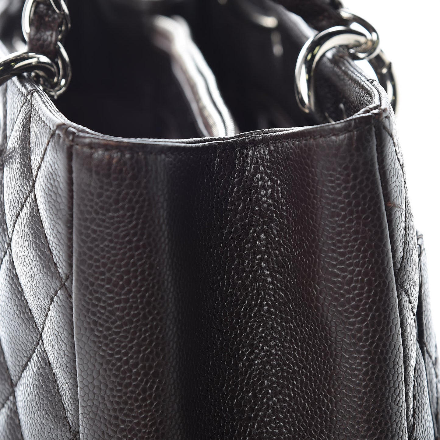 Caviar Quilted Grand Shopping Tote GST Dark Brown