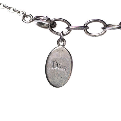 Christian Dior Crystal Logo Necklace Silver 4 of 4