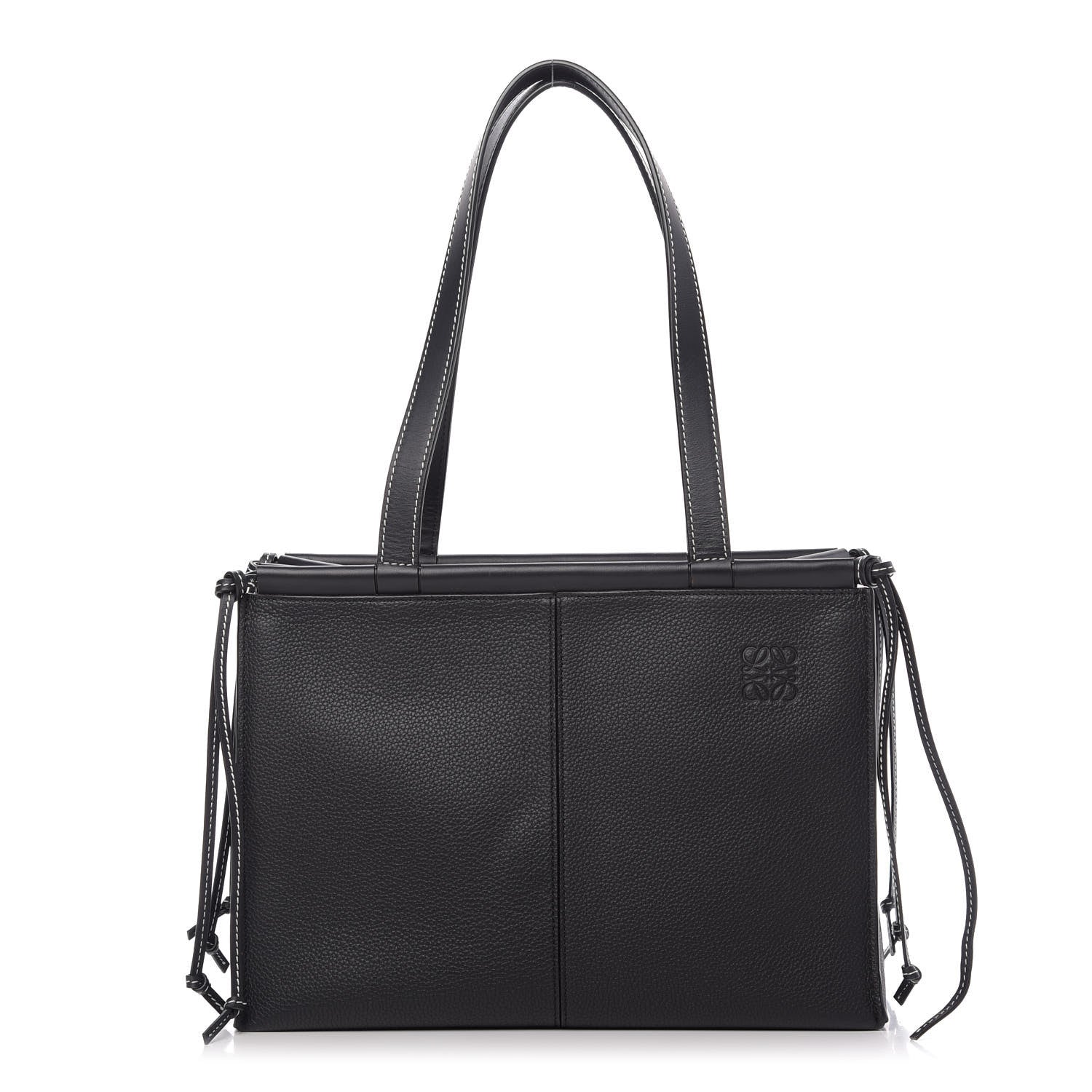 Loewe Grained Calfskin Small Cushion Tote Black 1 of 8
