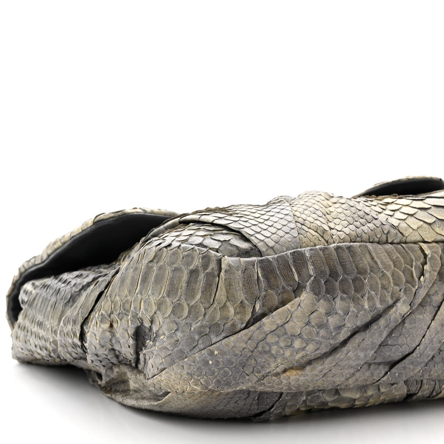 Snakeskin Twisted Maxi Flap Grey