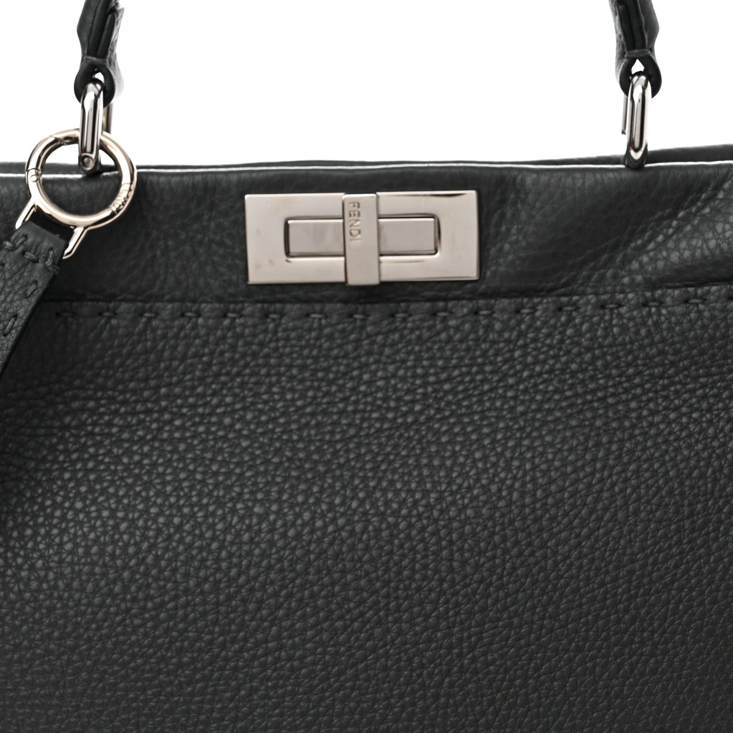 Fendi Cuoio Romano Selleria Bi-Color Medium Peekaboo Iconic Satchel Asfalto Latte 8 of 10