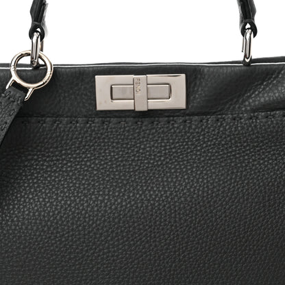 Fendi Cuoio Romano Selleria Bi-Color Medium Peekaboo Iconic Satchel Asfalto Latte 8 of 10