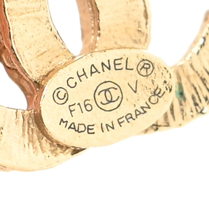 Chanel Metal Crystal CC Earrings Gold 4 of 4
